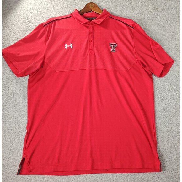 Texas Tech Under Armour Polo Shirt Mens XL Red Loose Heat Gear Short Sleeve - Picture 1 of 9